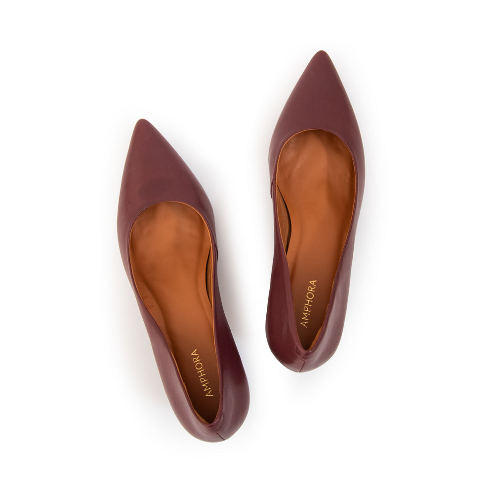Zapato tipo reina luna cuero burdeo
