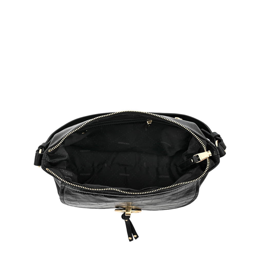 Cartera corte oval mediana rustique Negro especial