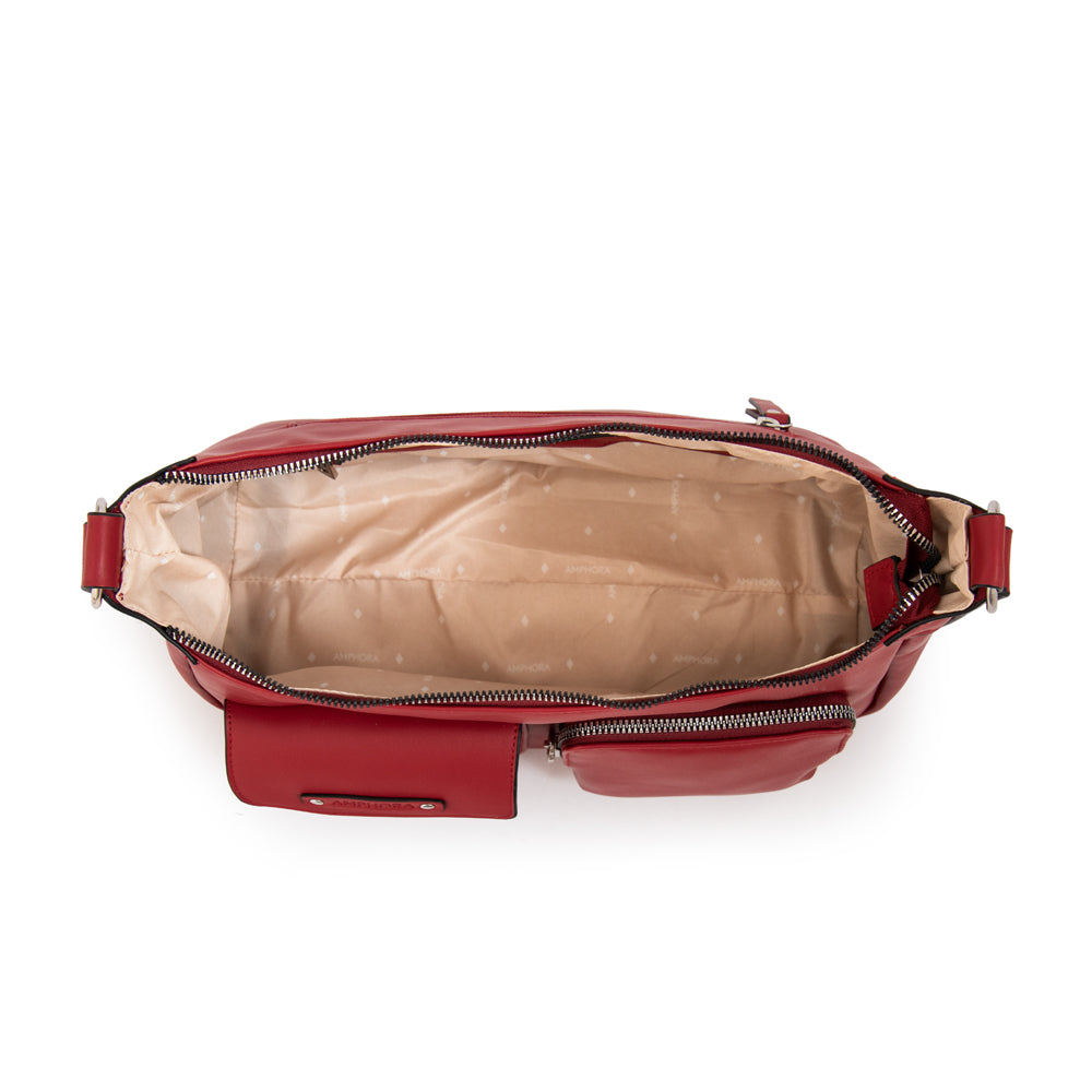 Cartera Corte Oval mediana solene rojo oscuro