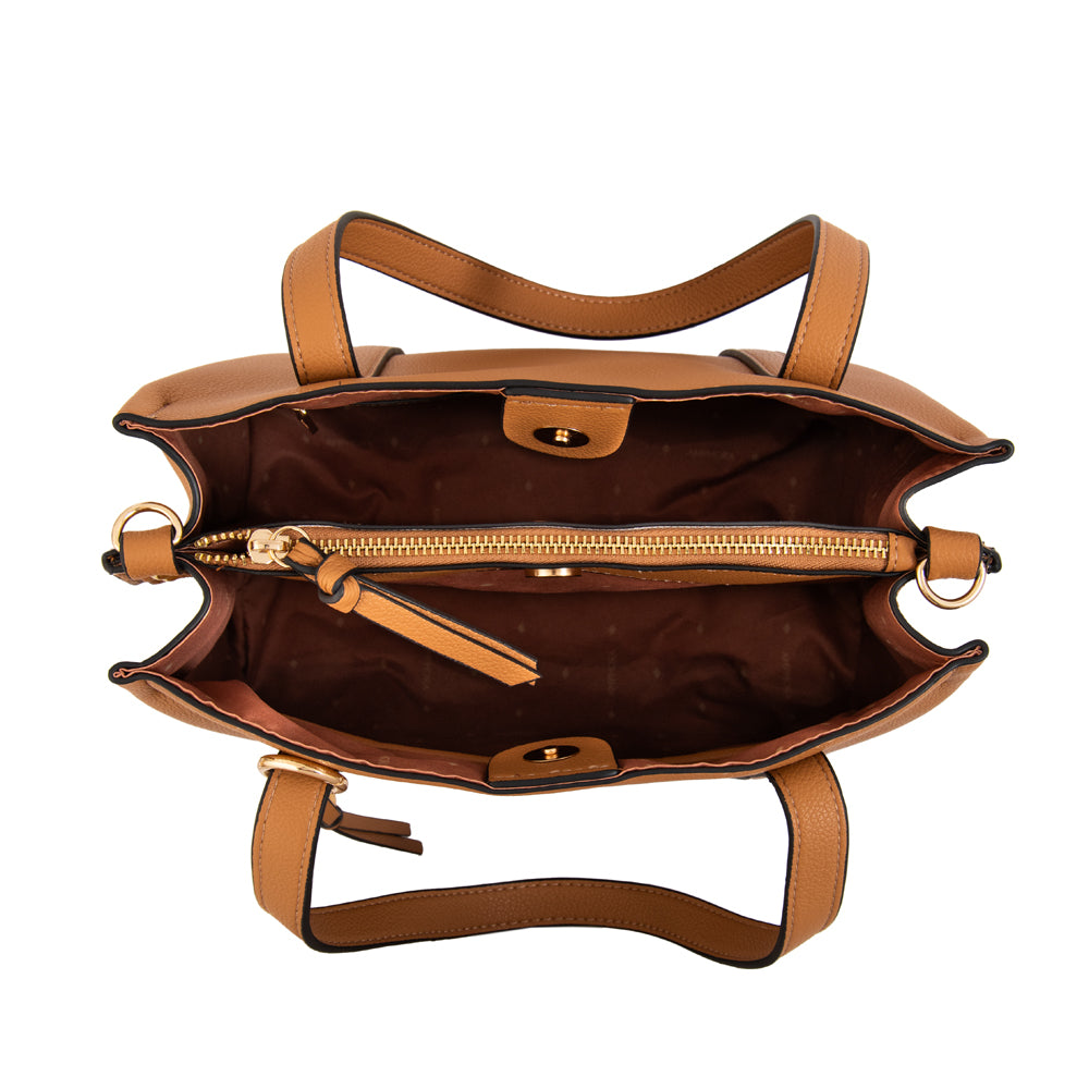 Cartera tote tres divisiones valeria pequeña camel