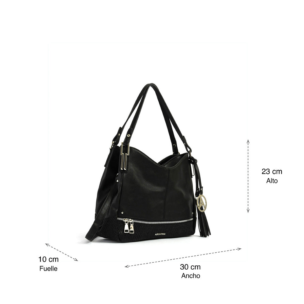 Cartera tote Tres divisiones adelfa negro