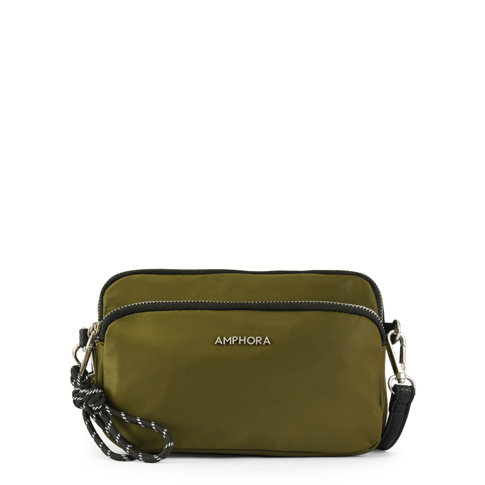 Cartera bandolera pequeña abrilita verde oliva – Amphora Chile