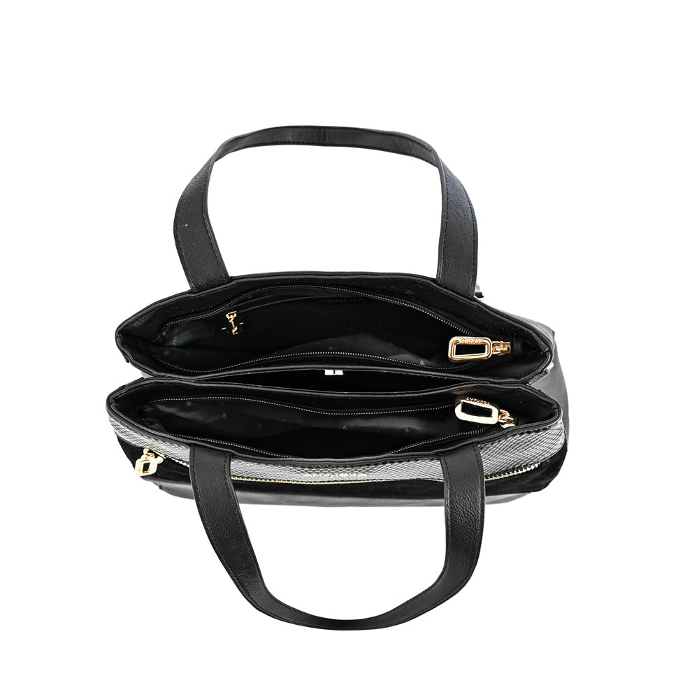 Cartera tote Tres divisiones bursa negro especial