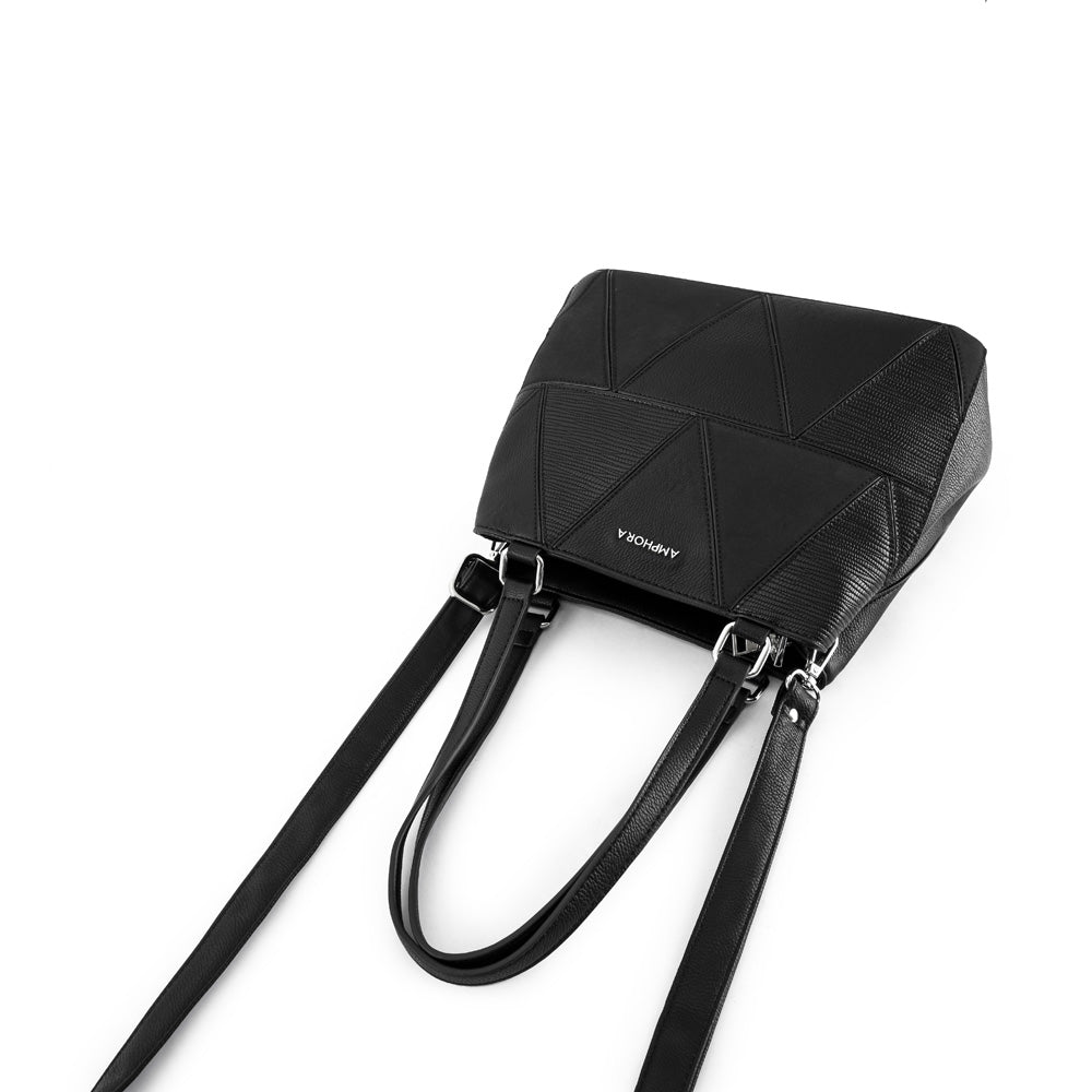 amphora gardenia cartera tipo dos asas tres divisiones negro