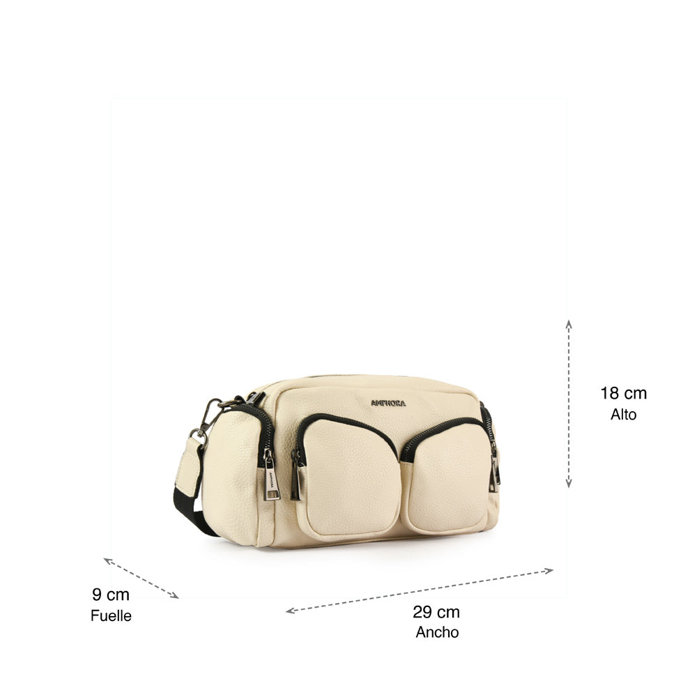 Cartera bandolera mediana bazan blanco crudo