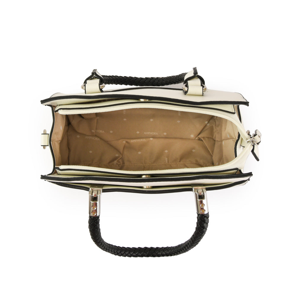 Cartera tote Tres divisiones pequeña rosine blanco