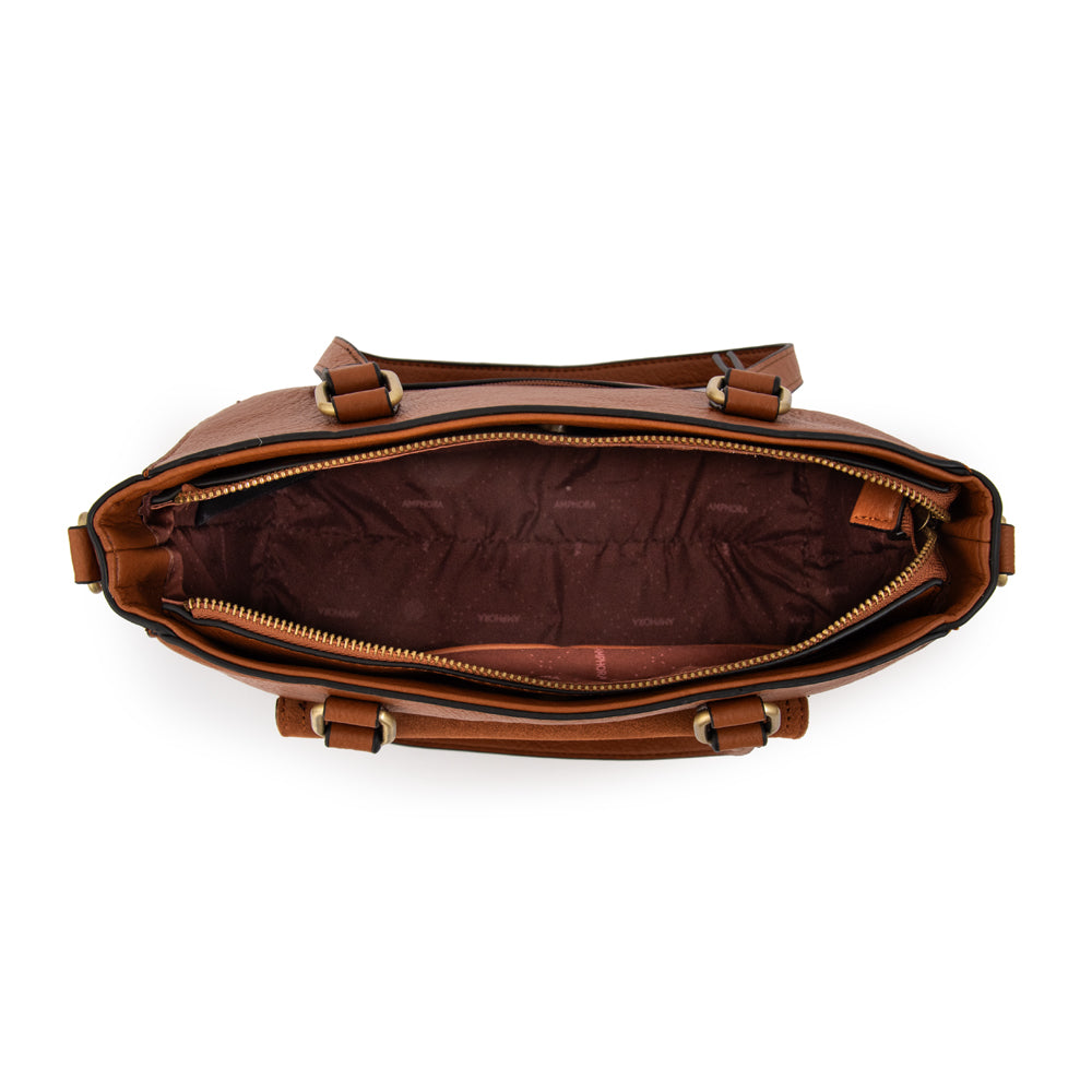 Cartera tote tres divisiones mediana lya café medio