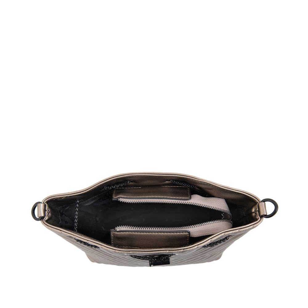 Cartera bandolera mediana muller plateado oscuro