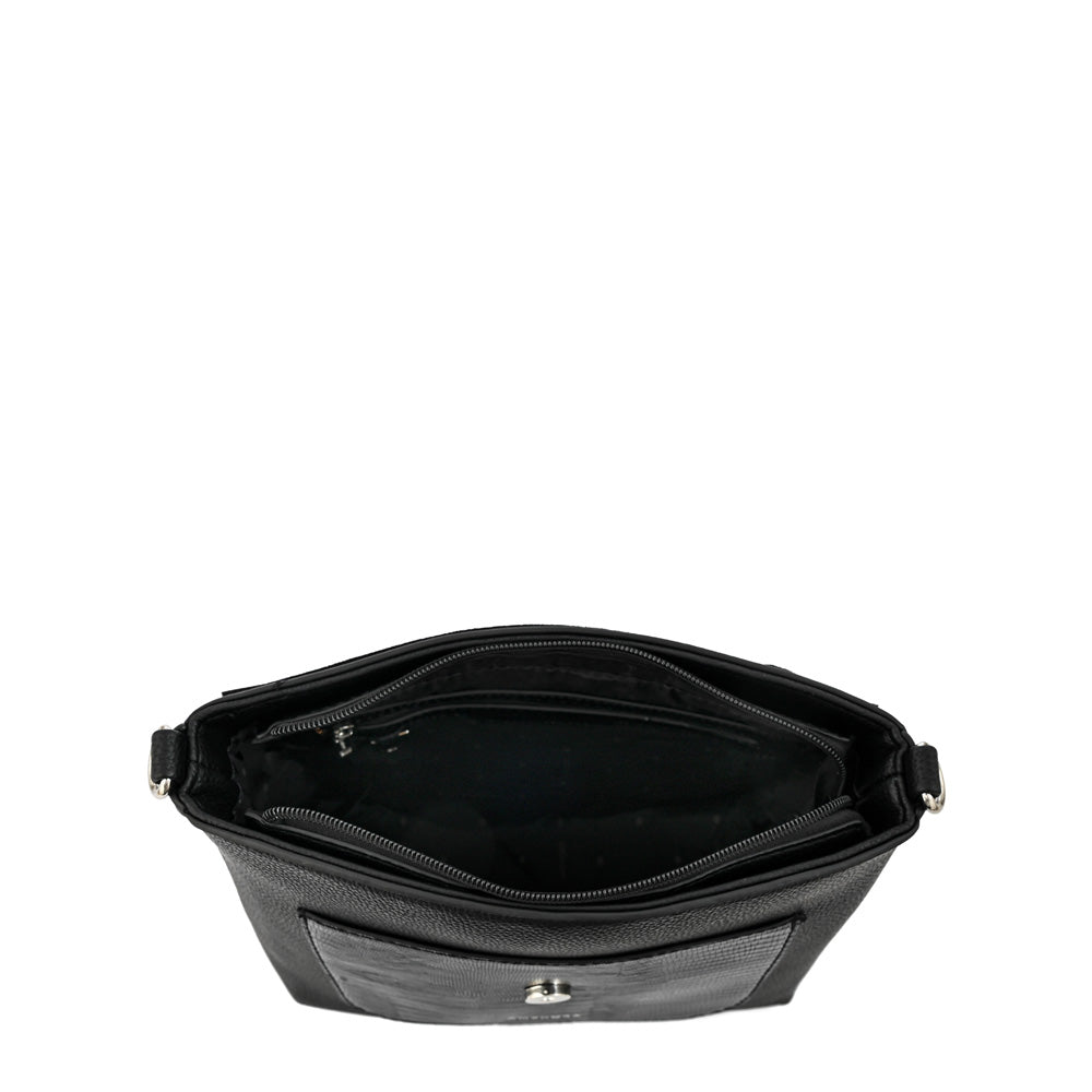 Cartera bandolera con tapa mediana becca Negro especial
