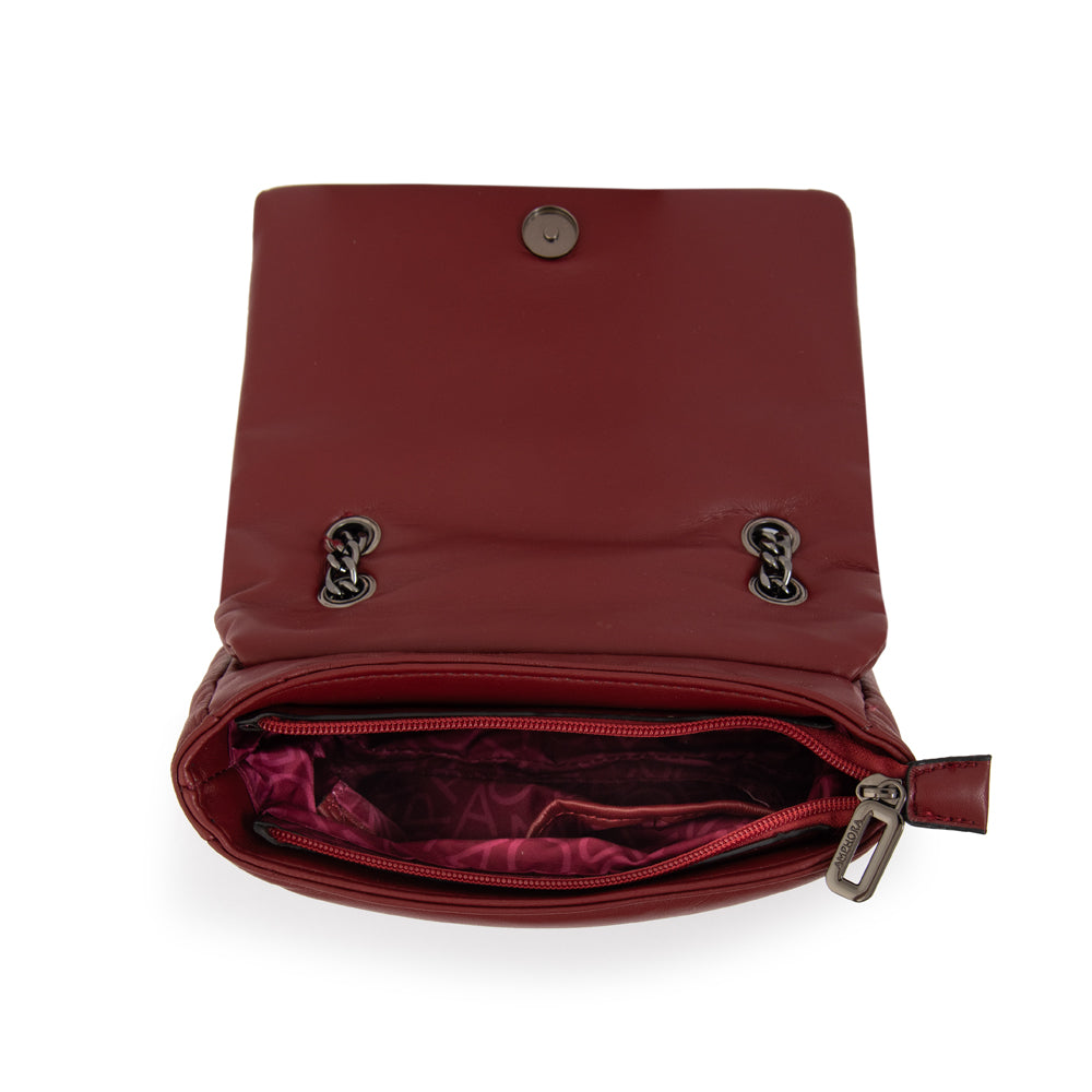 Cartera bandolera con tapa elian mediana rojo oscuro