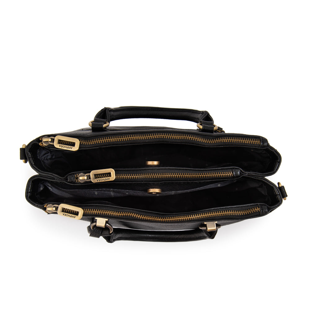 Cartera tote mediana malta negro