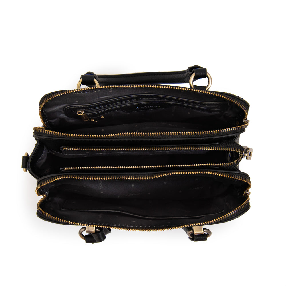 Cartera tote pequeña malta negro