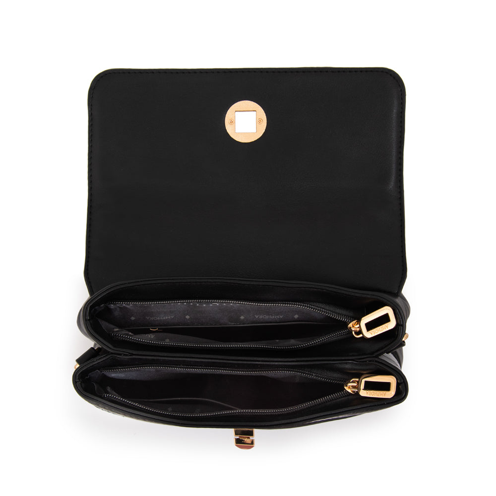 Cartera Bandolera con tapa pequeña aline negro