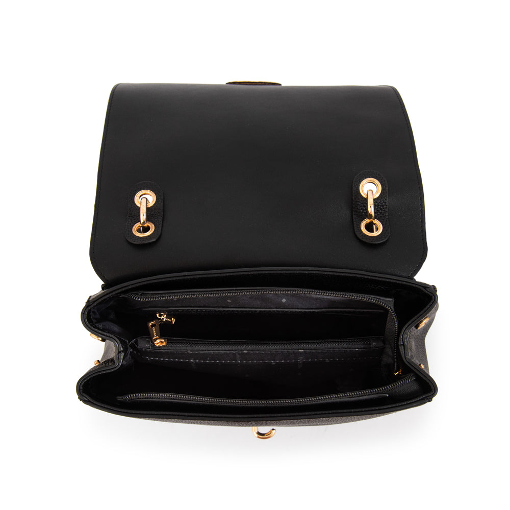 Mochila con tapa mediana libia negro