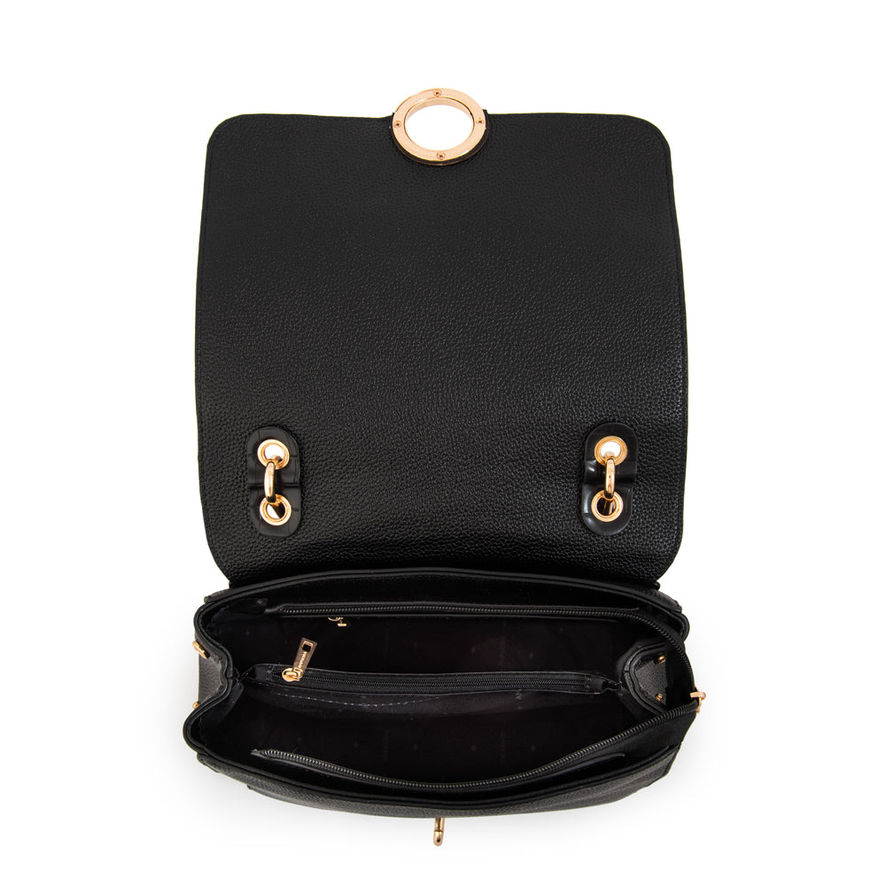 Mochila con tapa mediana libia negro especial