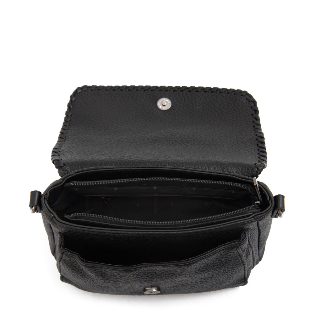 Cartera Bandolera con tapa mediana bissau negro