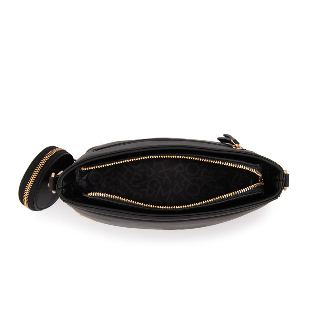 Cartera Bandolera con tapa mediana corcega negro