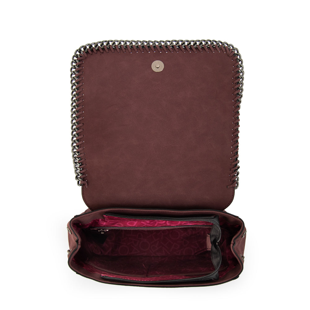 Mochila con tapa mediana maya burdeo