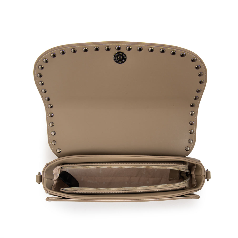 Cartera Bandolera con tapa pequeña nicola taupe