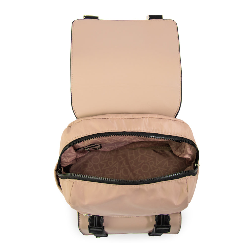 Mochila con tapa lois mediana beige