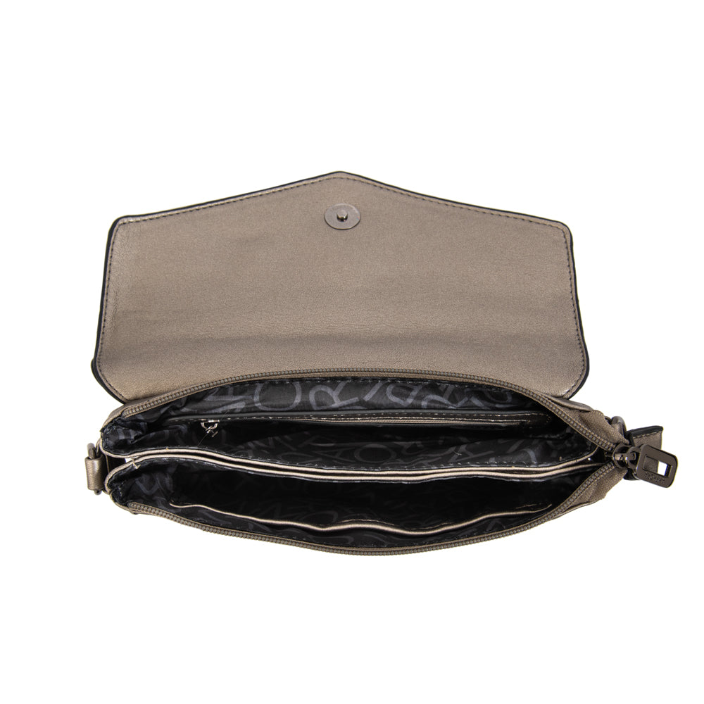 Cartera bandolera jani pequeña plateado oscuro