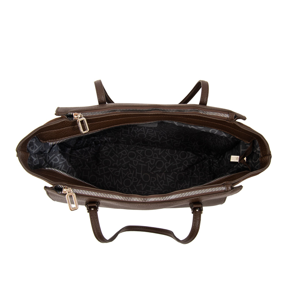 Cartera tote porta notebook samantha grande café oscuro