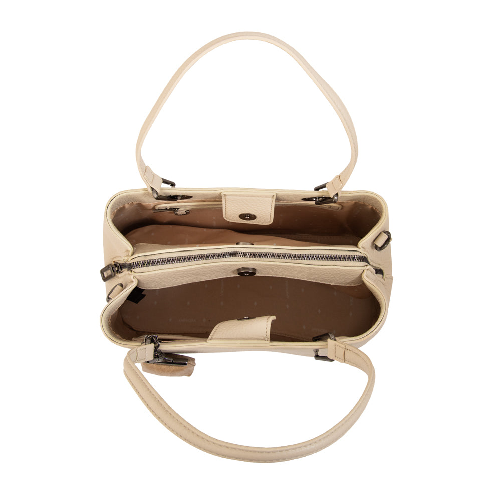 Cartera tote tres divisiones jenifer mediana blanco crudo