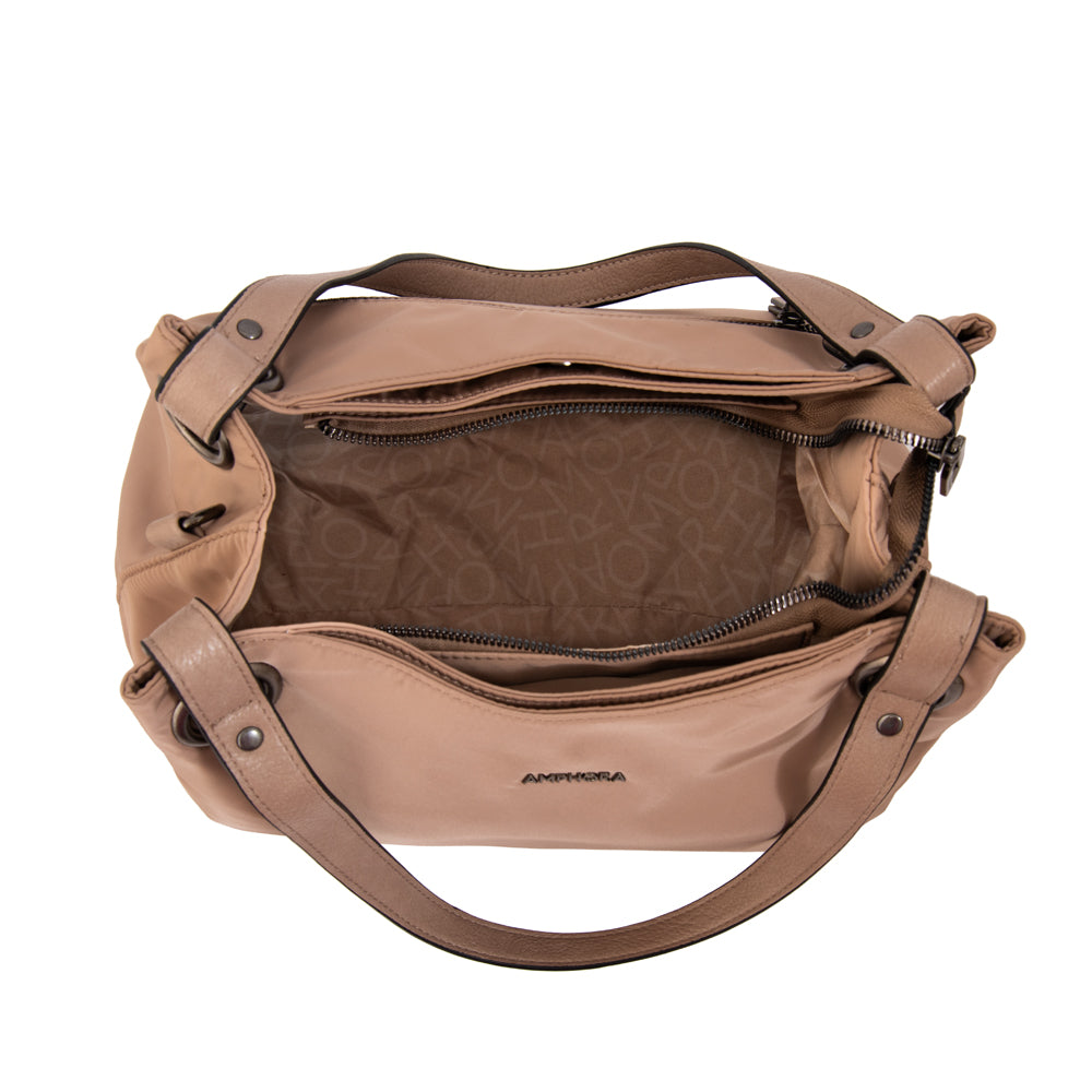 Cartera tote tres divisiones katherine mediana beige oscuro