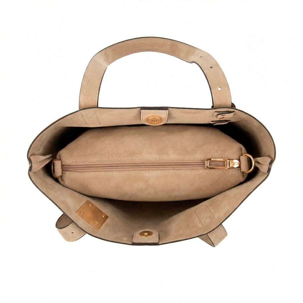 Cartera tote tres divisiones brisy grande camel