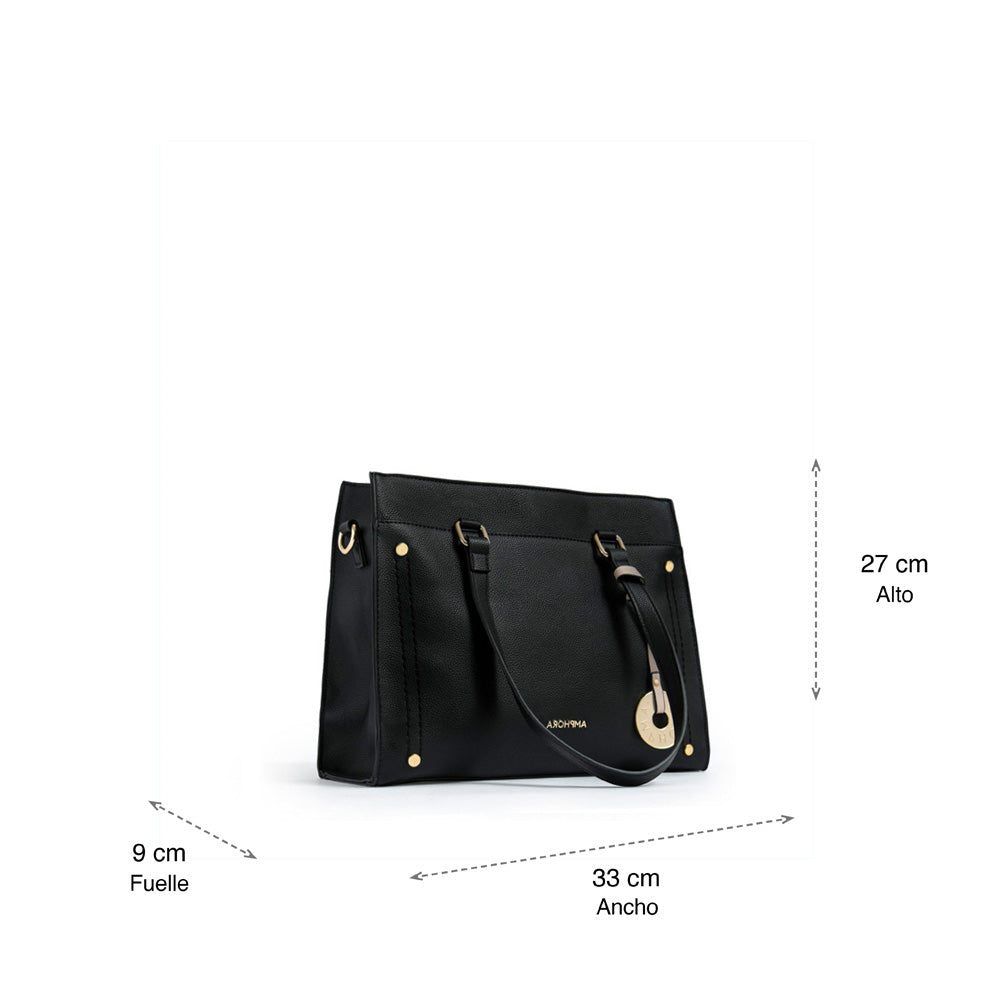 Cartera tote Tres divisiones mediana alina negro