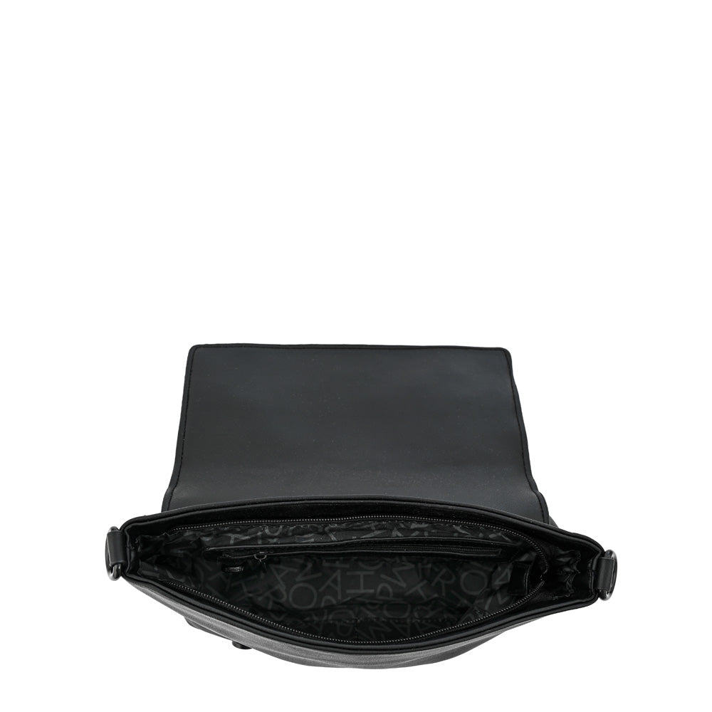 Cartera bandolera con tapa mediana samira negro