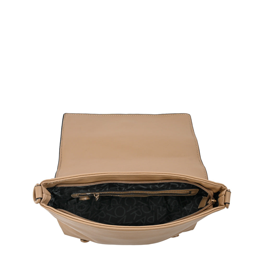Cartera bandolera con tapa mediana samira beige oscuro