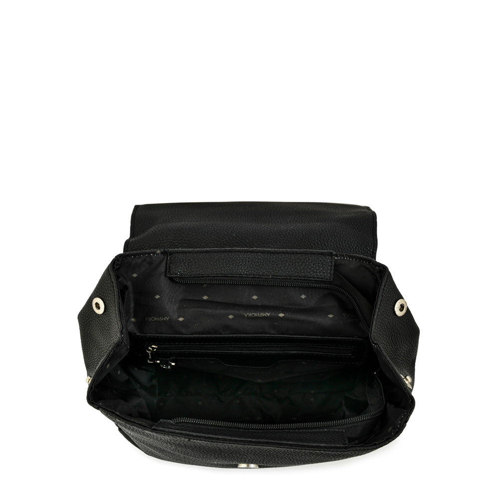 Mochila con tapa mediana benita negro