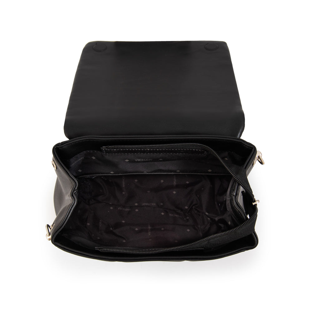 Mochila con tapa mediana vania negro