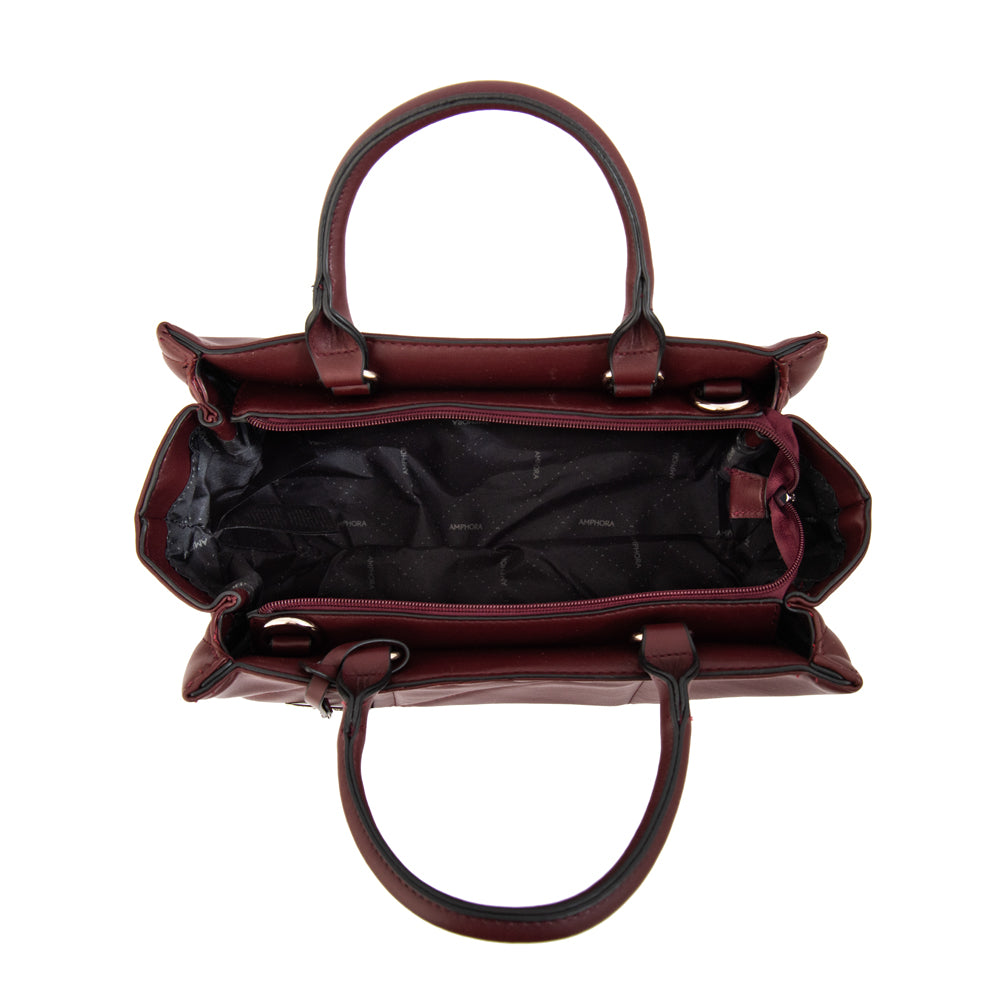 Cartera tote tres divisiones meryl mediana burdeo