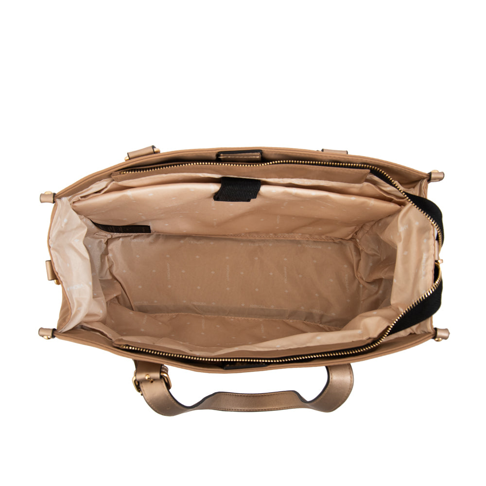 Cartera tote porta notebook fiorela grande beige oscuro