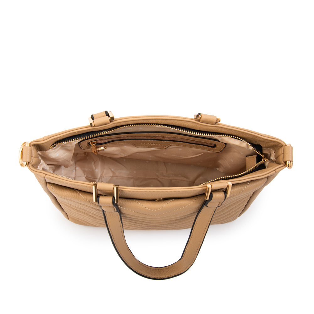 Cartera tote filomena mediana beige oscuro