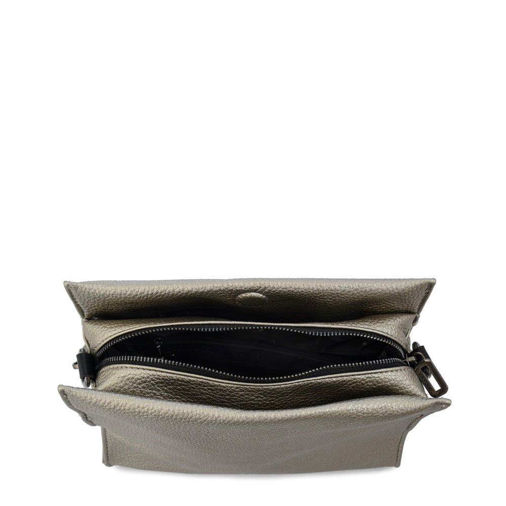 Cartera Bandolera ivana pequeña plateado oscuro