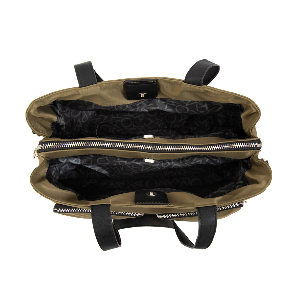 Cartera tote teri mediana verde oliva