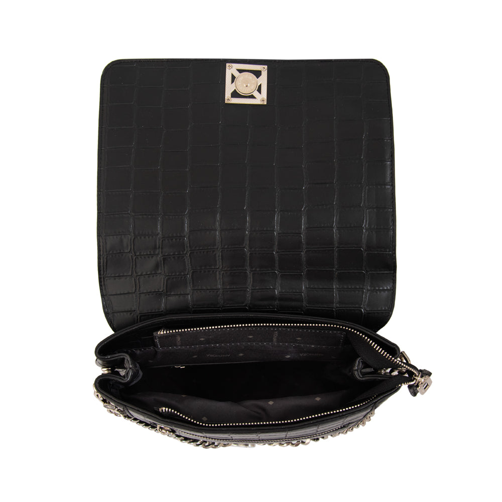 Mochila con tapa romina mediana negro