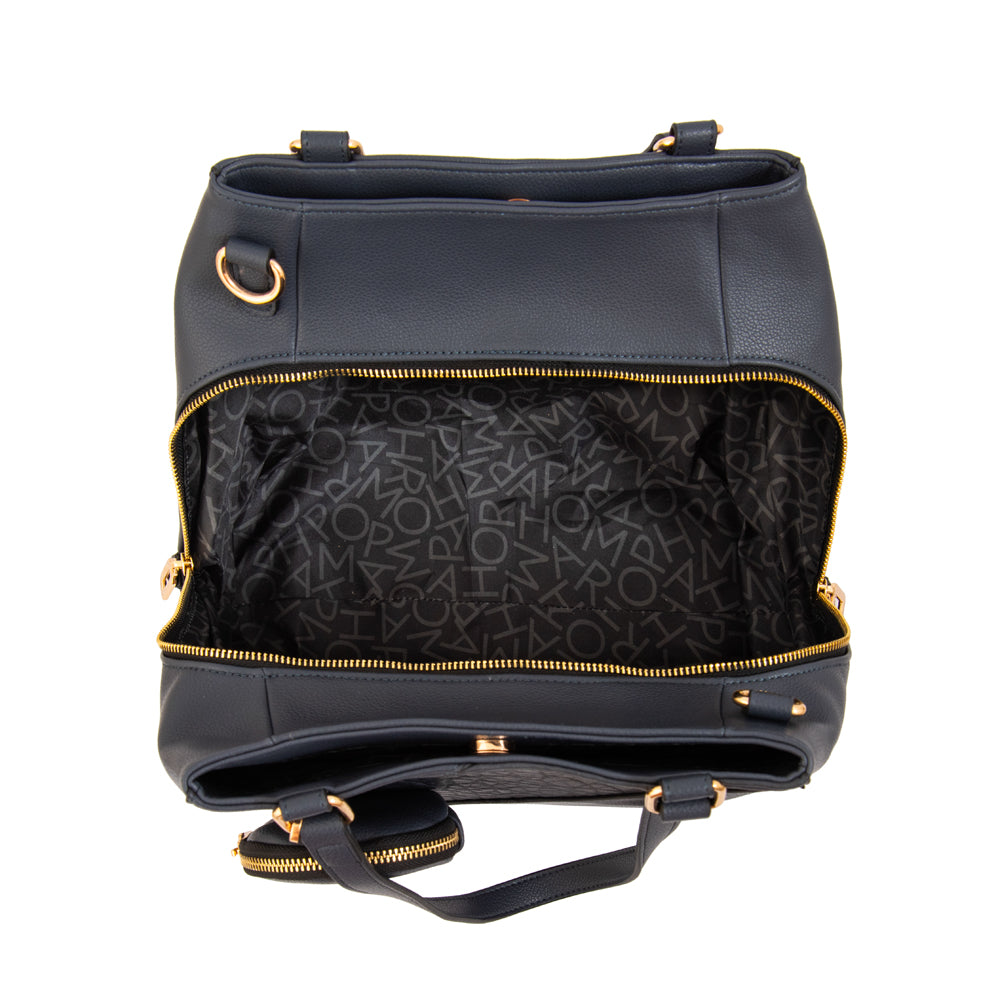 Cartera tote tres divisiones cloe mediana azul oscuro