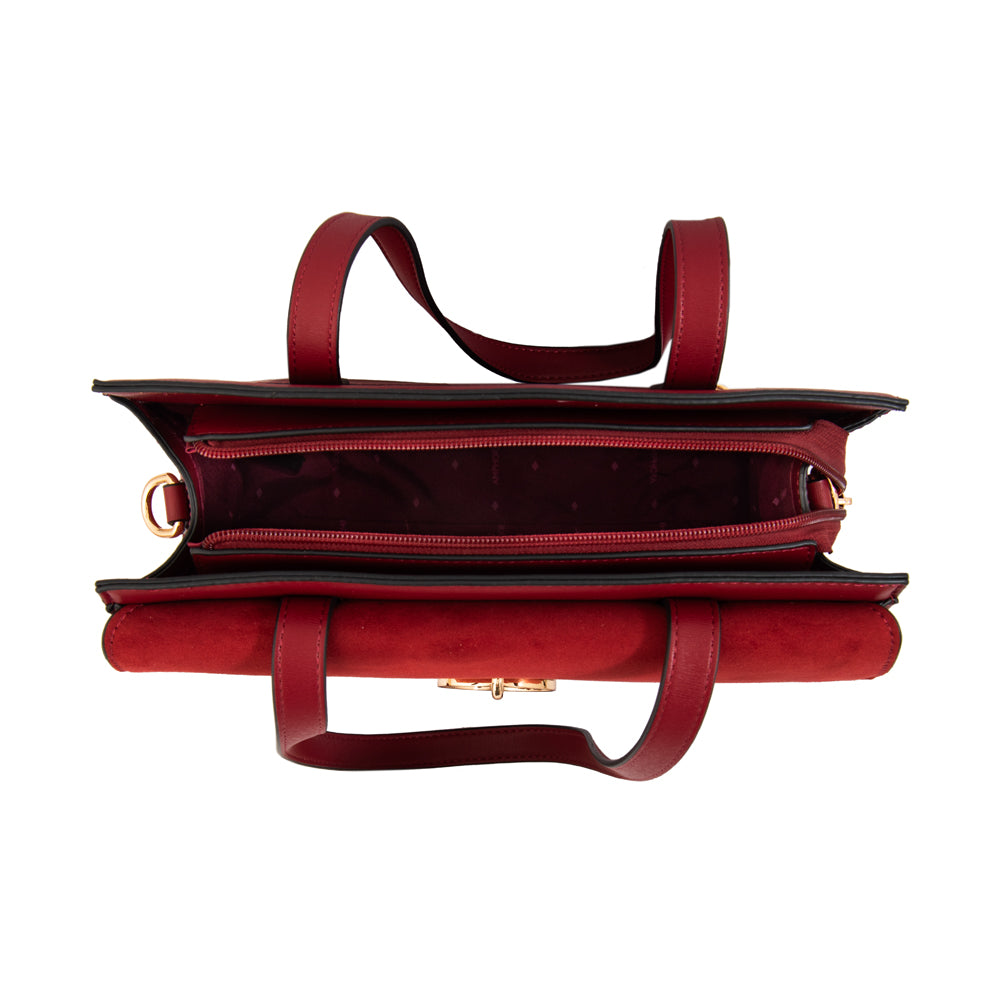 Cartera tote con tapa maggie mediana rojo oscuro