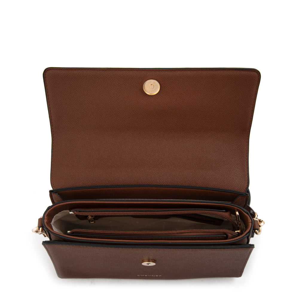 Cartera tote con tapa mediana suecia café