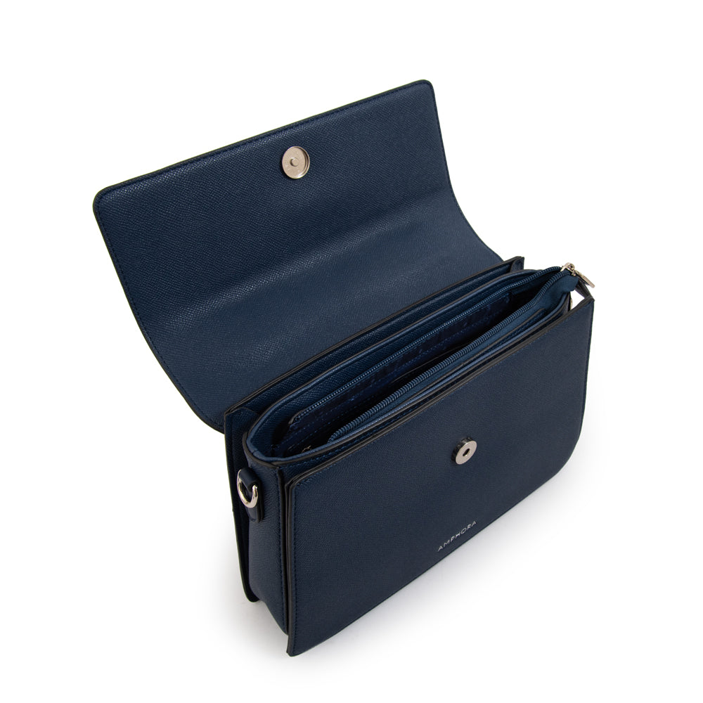 Cartera tote con tapa suecia mediana azul oscuro