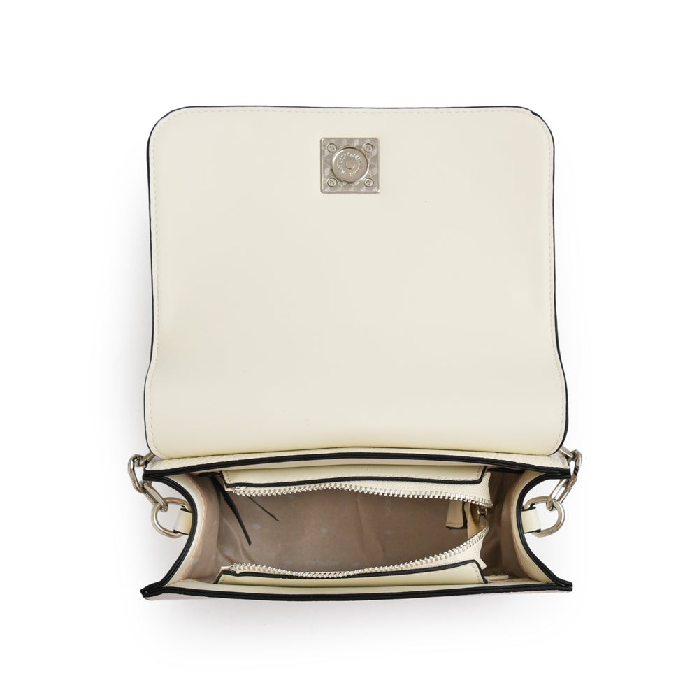Cartera Bandolera con tapa mediana fairy blanco crudo