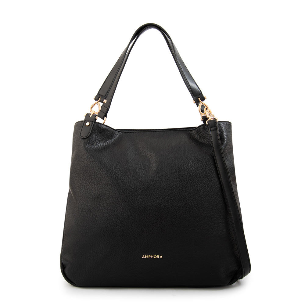Cartera tote corte recto eugenia mediana negro – Amphora Chile