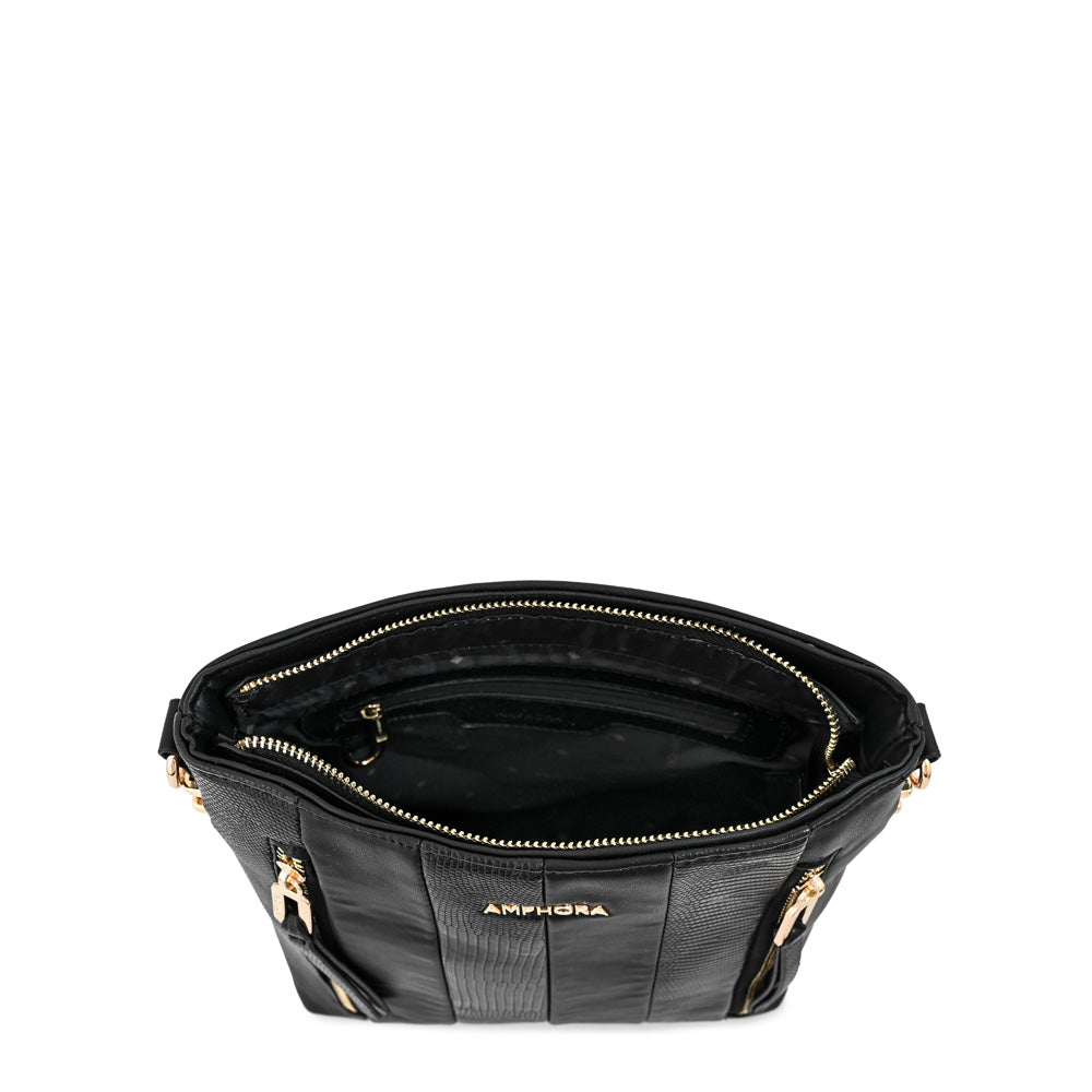 Cartera Bandolera mediana manila negro