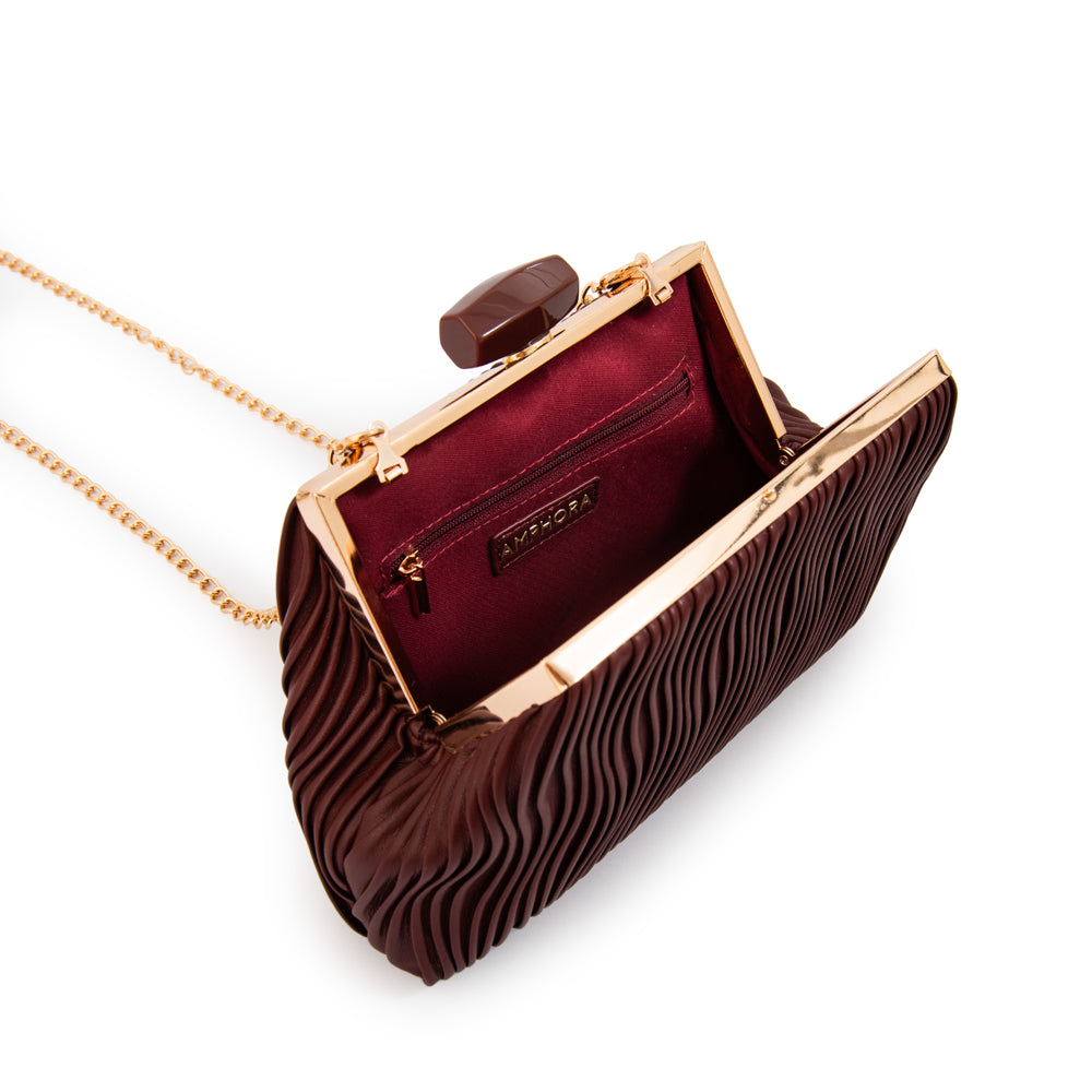 Cartera fiesta perla pequeña rojo oscuro