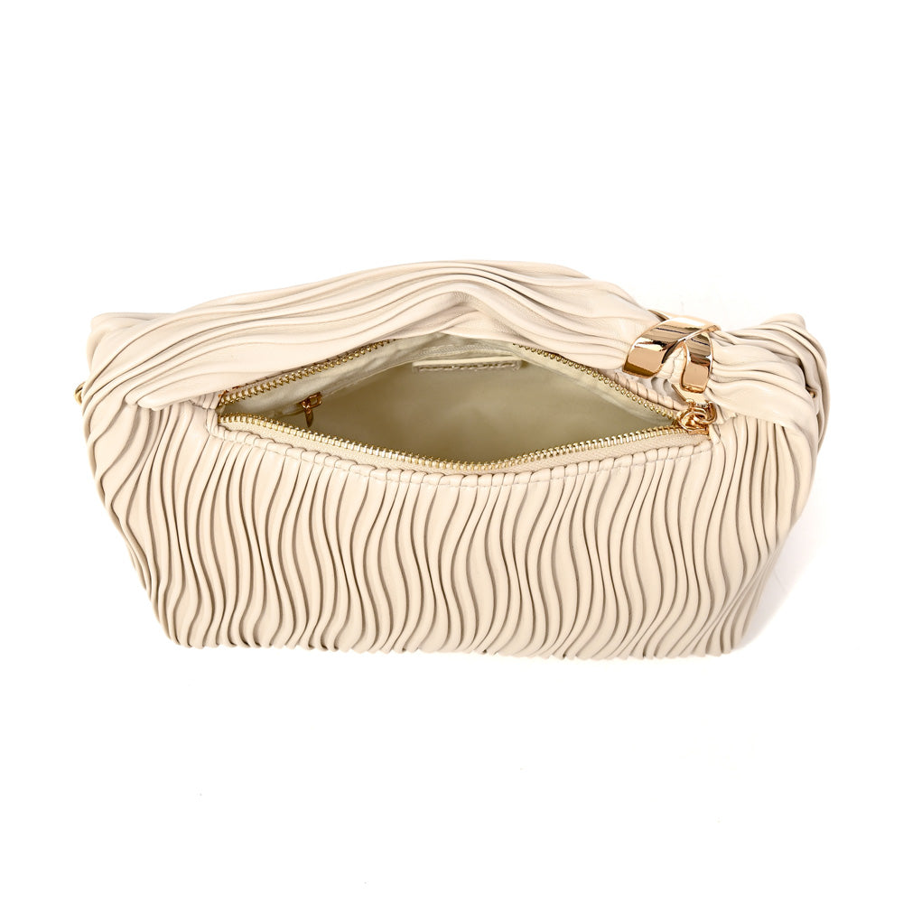 Cartera corte oval lissandra pequeña blanco crudo