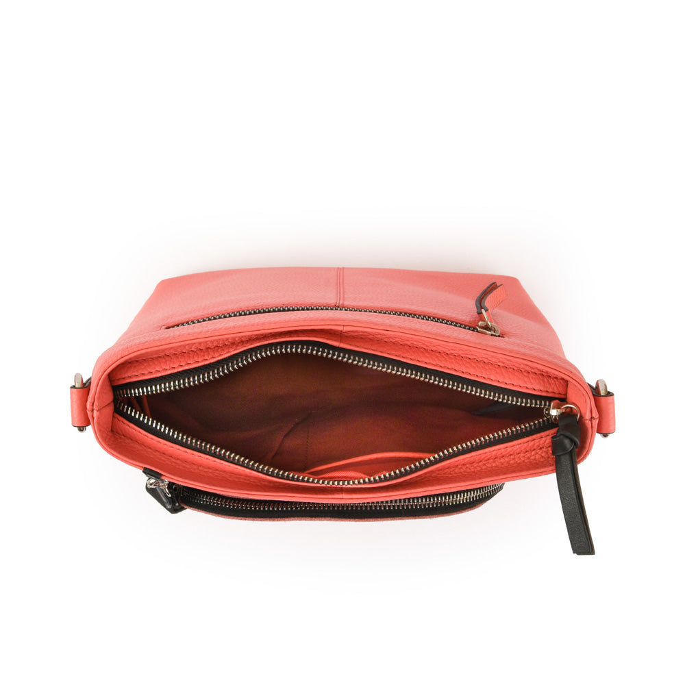 Bandolera nile cuero mediana coral